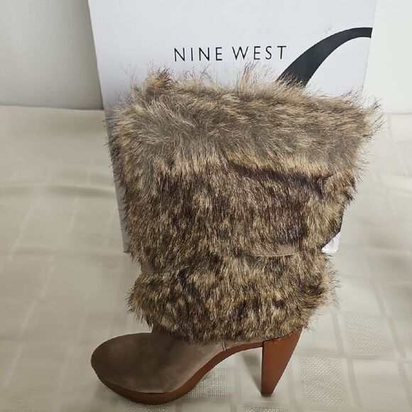 Nine West Women's Faux Fur Boots - Brown - Picture 9 of 16